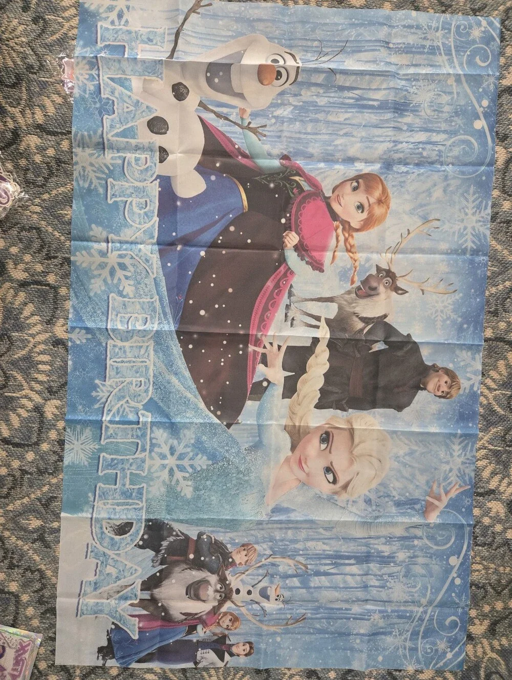 Frozen Character Happy Birthday Banner featuring Elsa & Anna